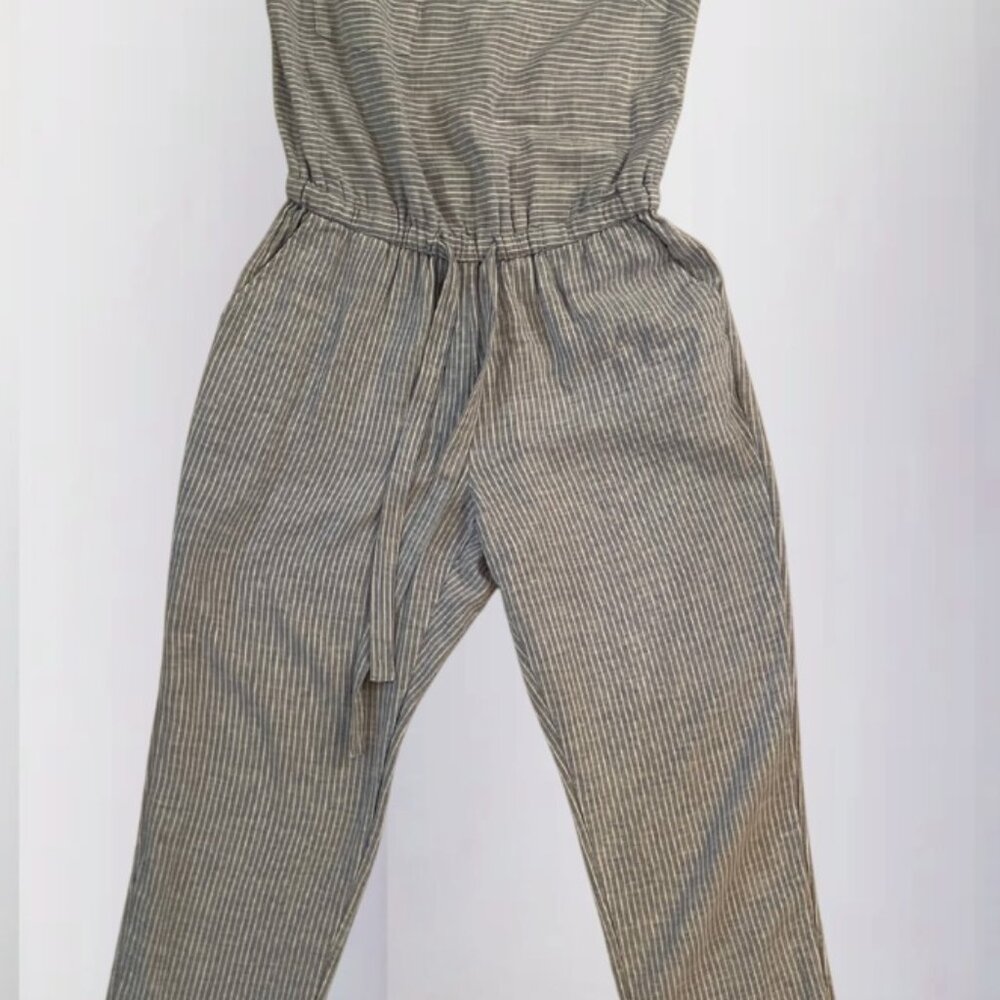 Old Navy | Linen-Blend Jumpsuit | Light Blue & White Stripe | Size Small